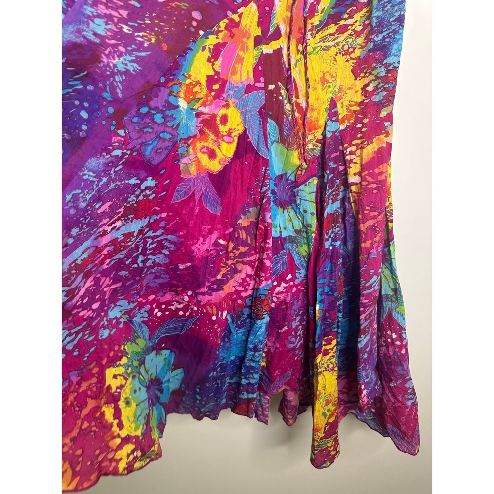 CAITE Maxi Cotton Lined Boho Abstract Maxi Skirt Large Festival Gypsy Beachy - Picture 6 of 12